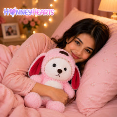 HonneyHearts Pink Puppy Plush Toy 30 cm | Cute Soft Toy Gift for Kids & Girls