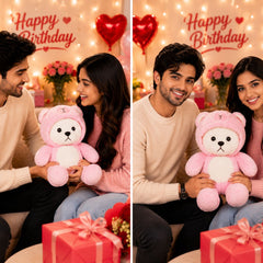 HonneyHearts Pink Bear Hoodie Plush Toy