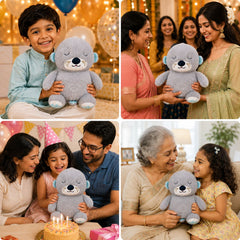 HonneyHearts Grey Sleeping Otter Plush Toy with Soft Glow Light