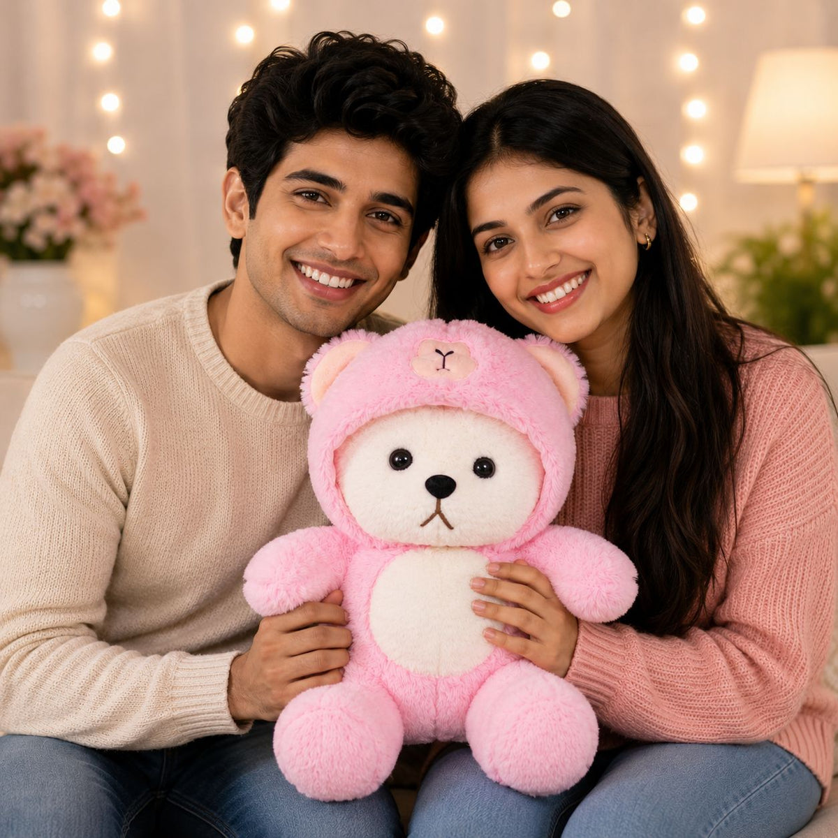 HonneyHearts Pink Bear Hoodie Plush Toy
