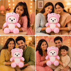 HonneyHearts Pink Bear Hoodie Plush Toy