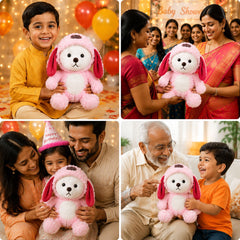 HonneyHearts Pink Puppy Plush Toy 30 cm | Cute Soft Toy Gift for Kids & Girls