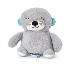 HonneyHearts Grey Sleeping Otter Plush Toy with Soft Glow Light
