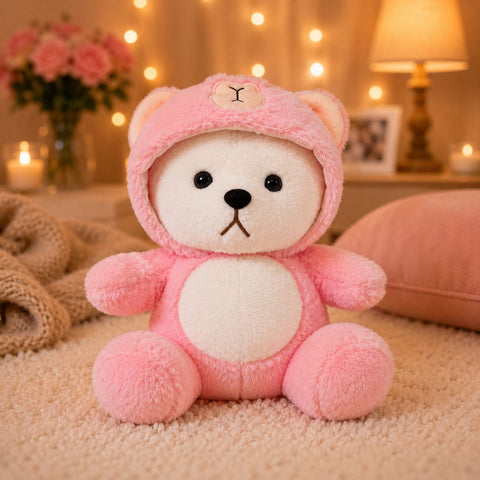 HonneyHearts Pink Bear Hoodie Plush Toy