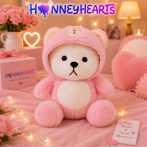 HonneyHearts Pink Bear Hoodie Plush Toy
