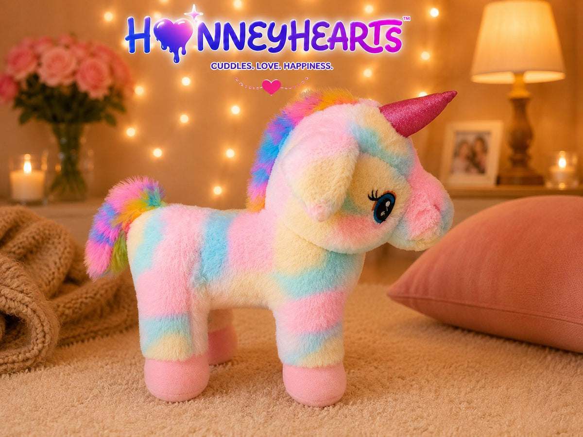 HonneyHearts Rainbow Unicorn Plush Toy