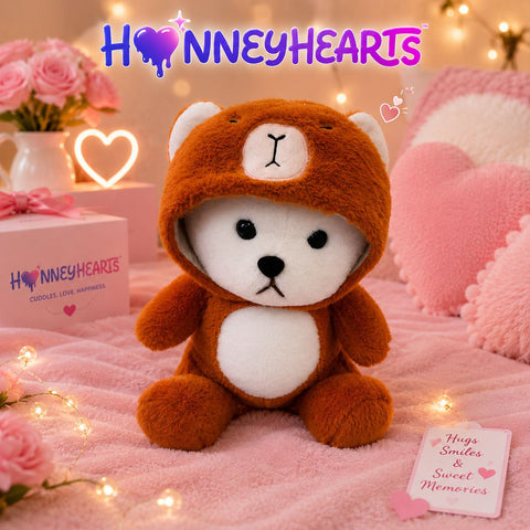 HonneyHearts Orange Bear Hoodie Plush Toy