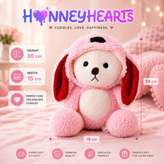 HonneyHearts Pink Puppy Plush Toy 30 cm | Cute Soft Toy Gift for Kids & Girls