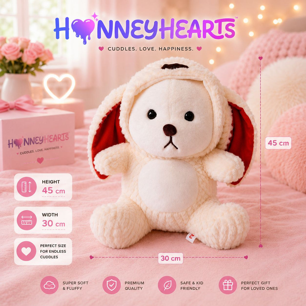HonneyHearts Cream Puppy Plush Toy