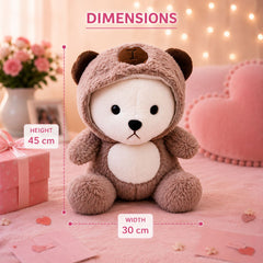 HonneyHearts Brown Bear Hoodie Plush Toy