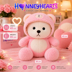 HonneyHearts Pink Bear Hoodie Plush Toy