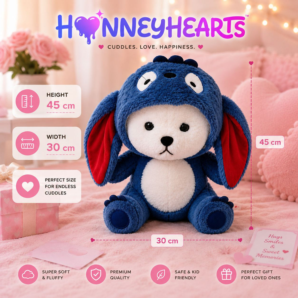 HonneyHearts Blue Puppy Plush Toy