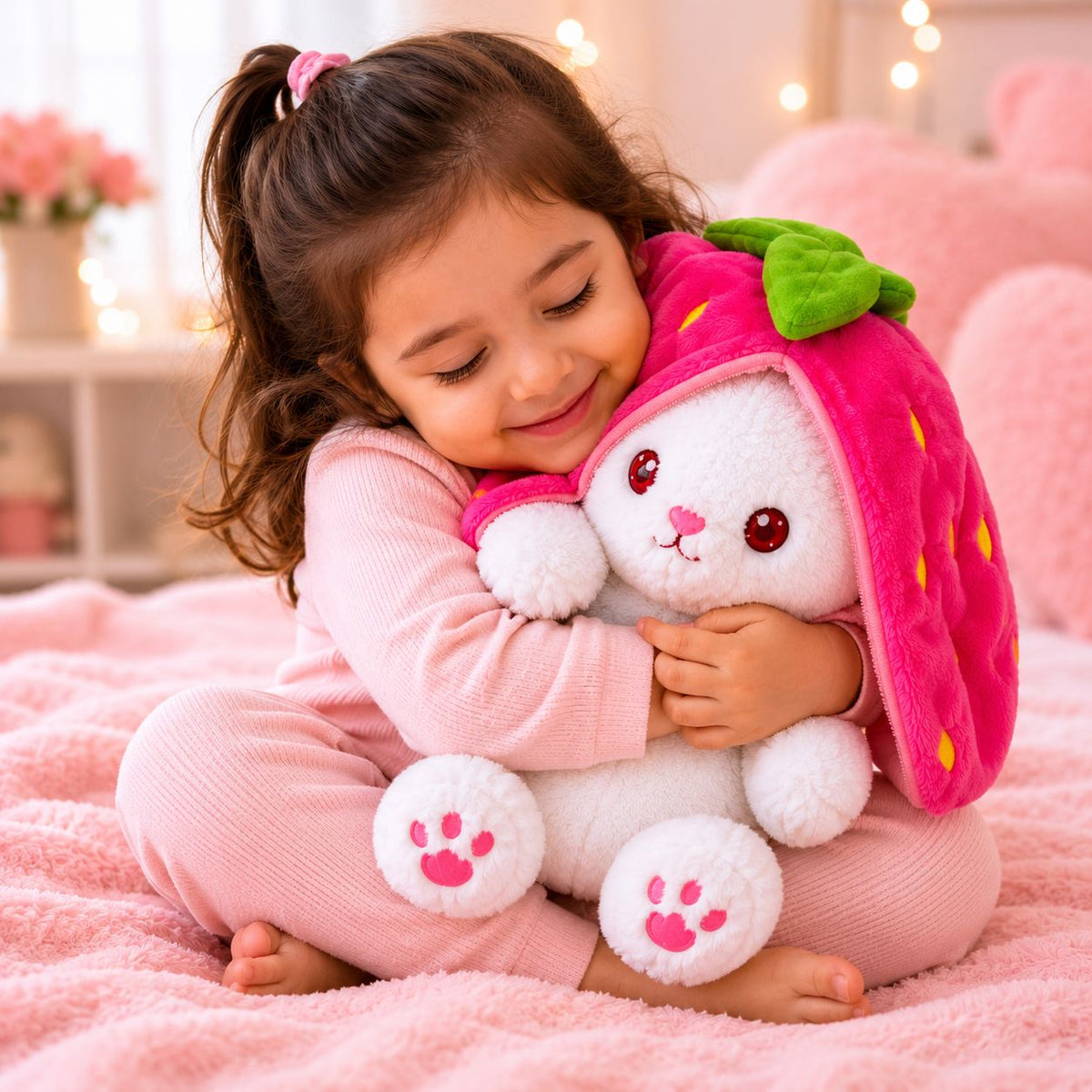 HoneyHearts Strawberry Bunny Plush Toy