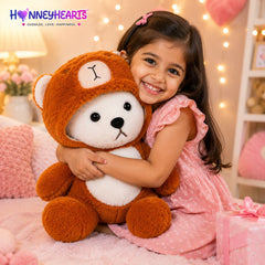 HonneyHearts Orange Bear Hoodie Plush Toy