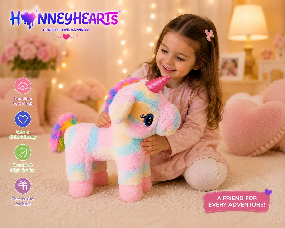 HonneyHearts Rainbow Unicorn Plush Toy