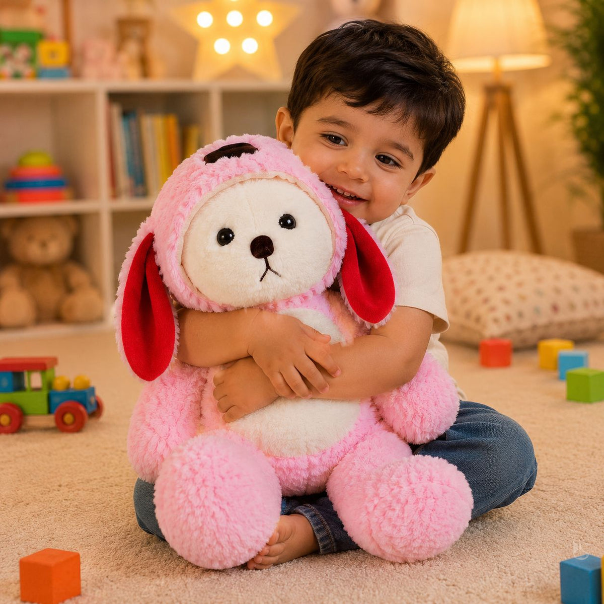 HonneyHearts Pink Puppy Plush Toy 30 cm | Cute Soft Toy Gift for Kids & Girls