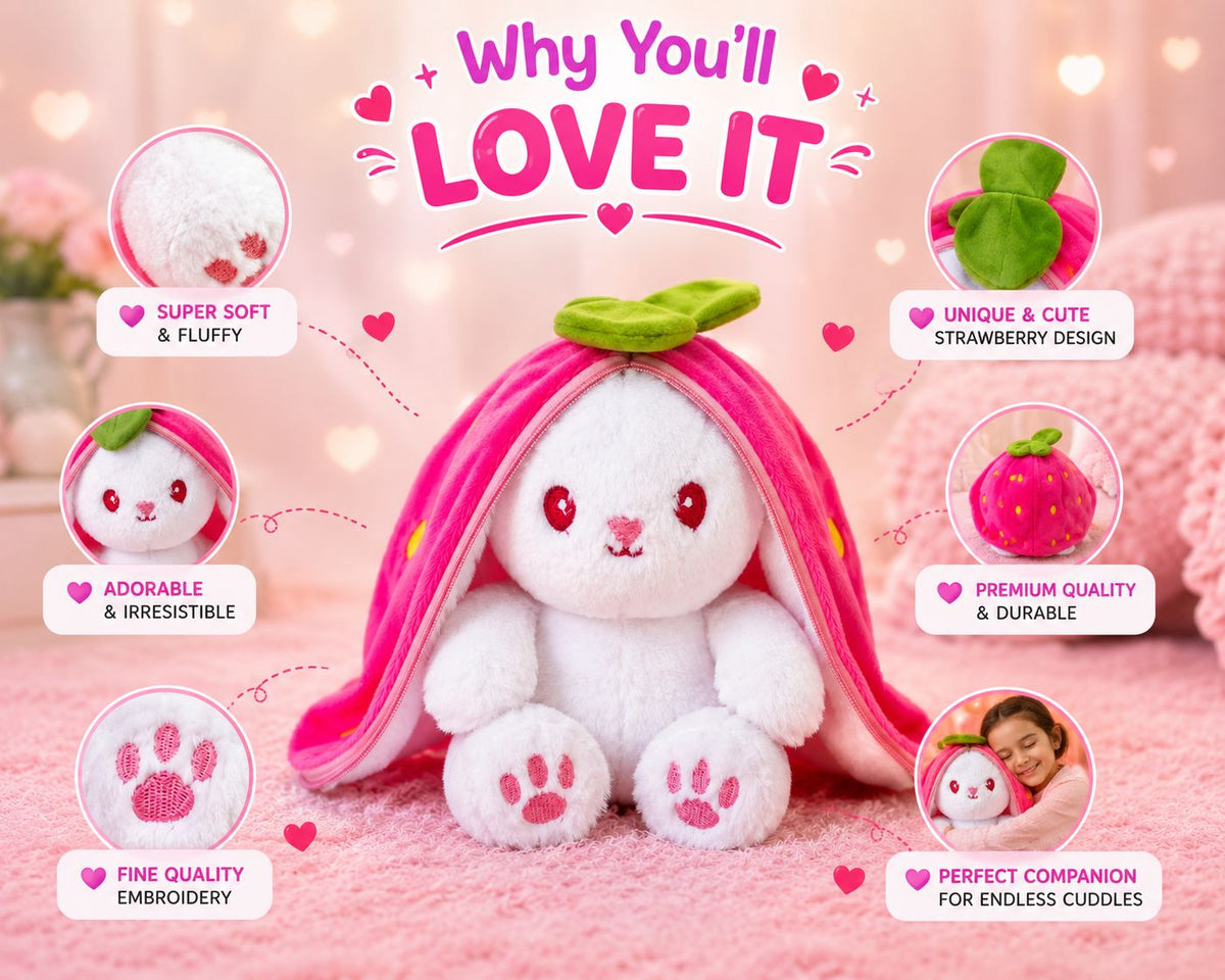 HoneyHearts Strawberry Bunny Plush Toy