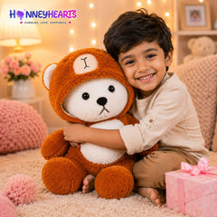 HonneyHearts Orange Bear Hoodie Plush Toy