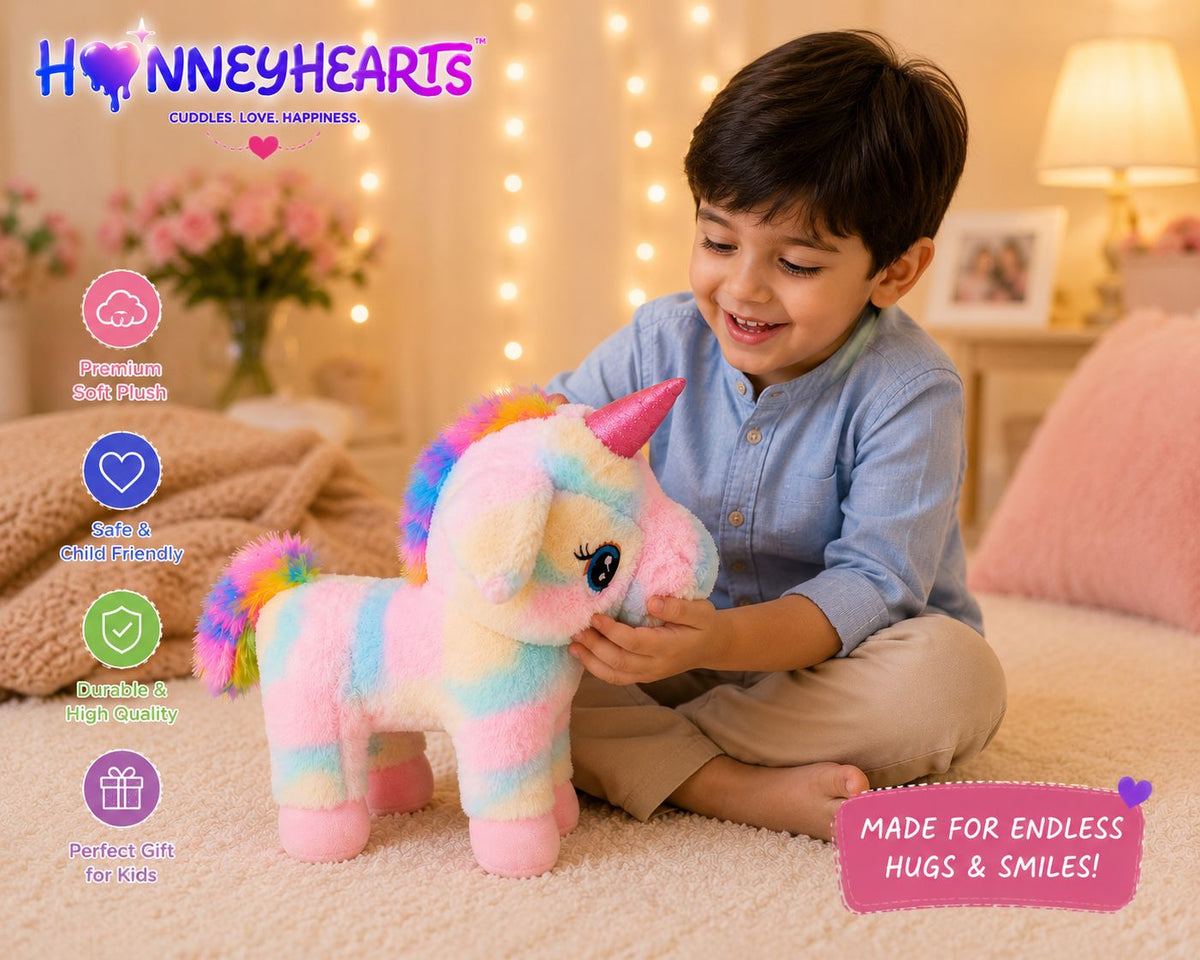 HonneyHearts Rainbow Unicorn Plush Toy