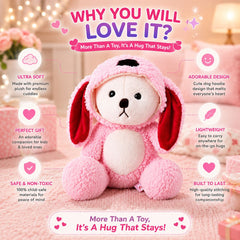 HonneyHearts Pink Puppy Plush Toy 30 cm | Cute Soft Toy Gift for Kids & Girls