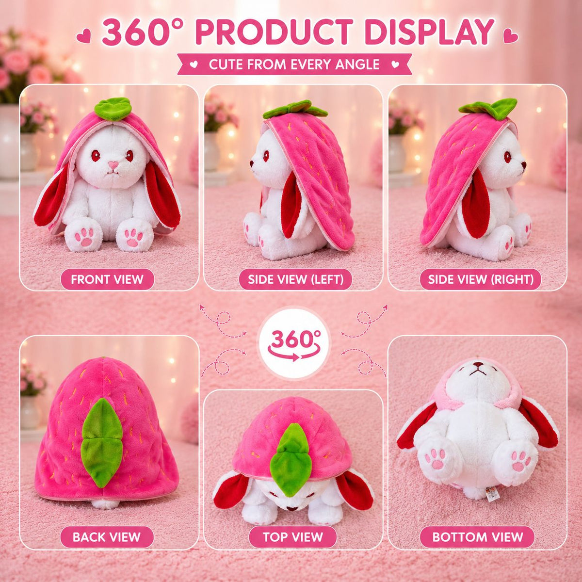 HoneyHearts Strawberry Bunny Plush Toy