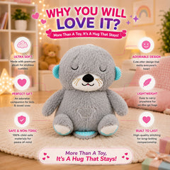 HonneyHearts Grey Sleeping Otter Plush Toy with Soft Glow Light