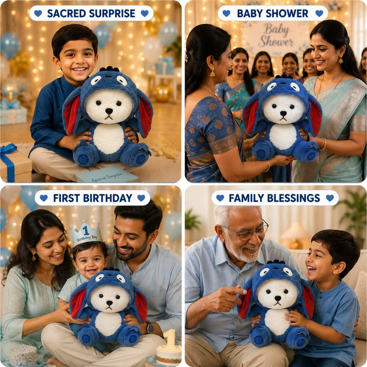 HonneyHearts Blue Puppy Plush Toy