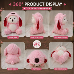 HonneyHearts Pink Puppy Plush Toy 30 cm | Cute Soft Toy Gift for Kids & Girls