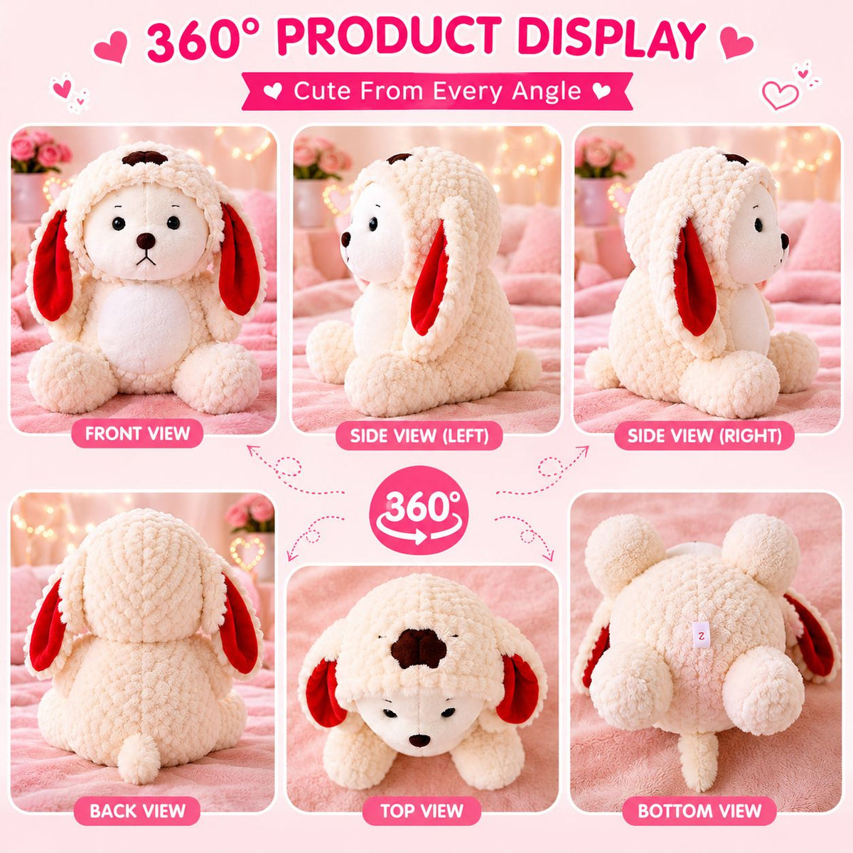 HonneyHearts Cream Puppy Plush Toy