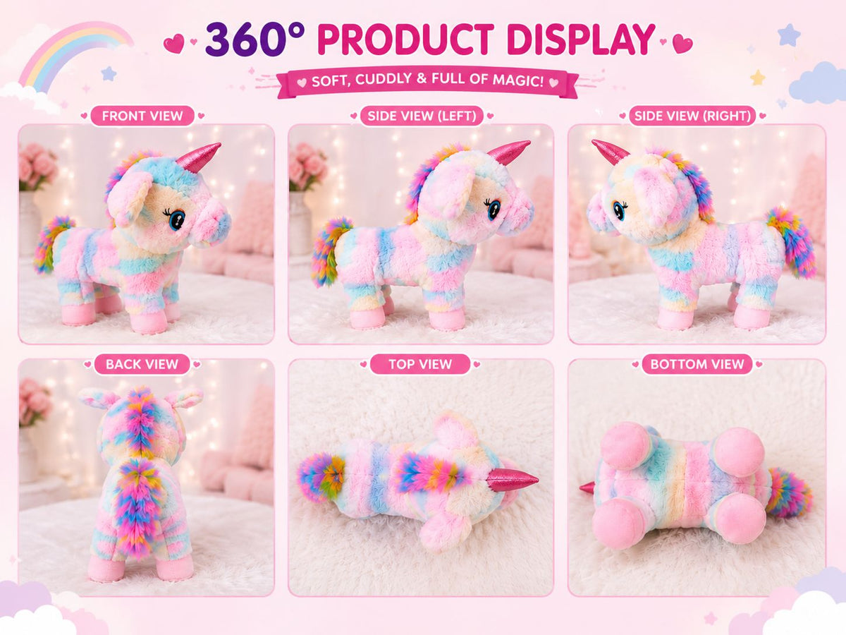 HonneyHearts Rainbow Unicorn Plush Toy