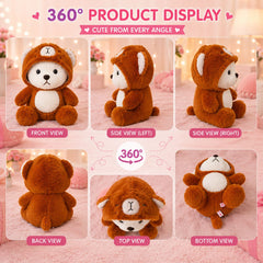 HonneyHearts Orange Bear Hoodie Plush Toy