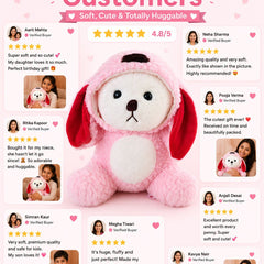 HonneyHearts Pink Puppy Plush Toy 30 cm | Cute Soft Toy Gift for Kids & Girls