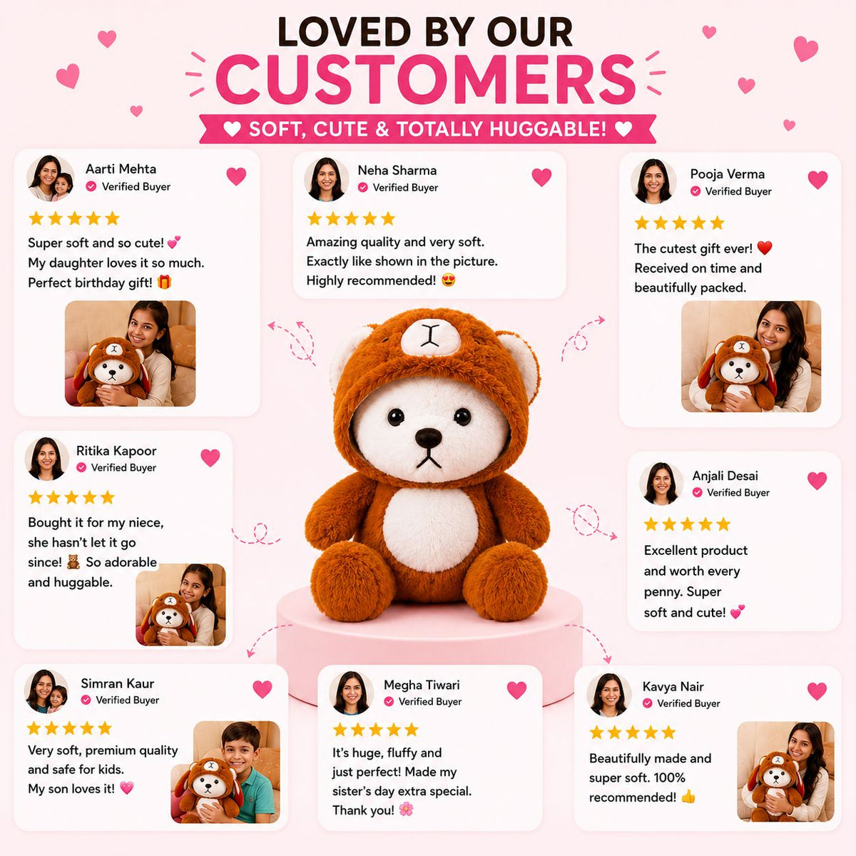 HonneyHearts Orange Bear Hoodie Plush Toy
