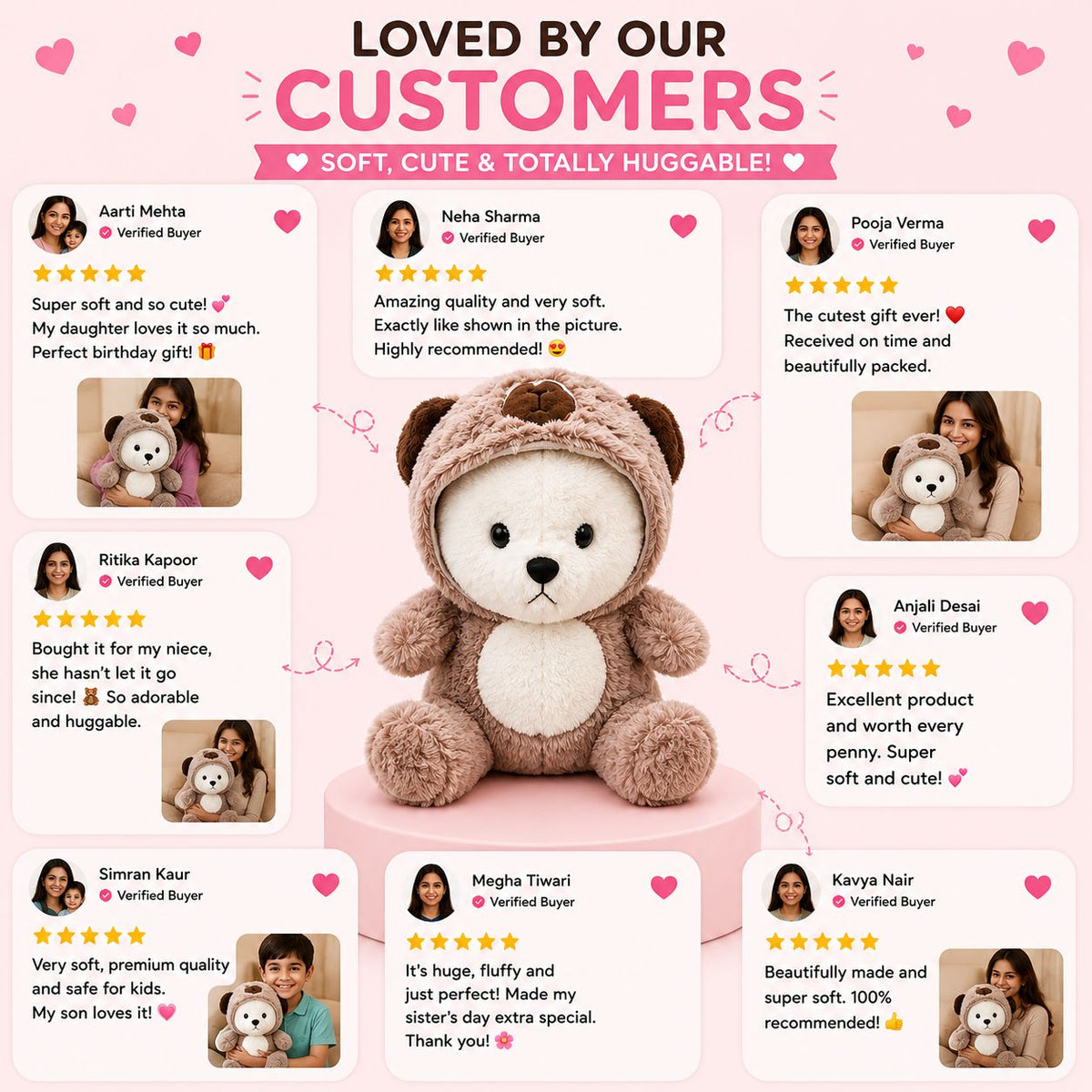 HonneyHearts Brown Bear Hoodie Plush Toy