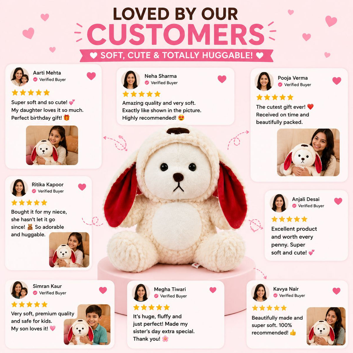 HonneyHearts Cream Puppy Plush Toy