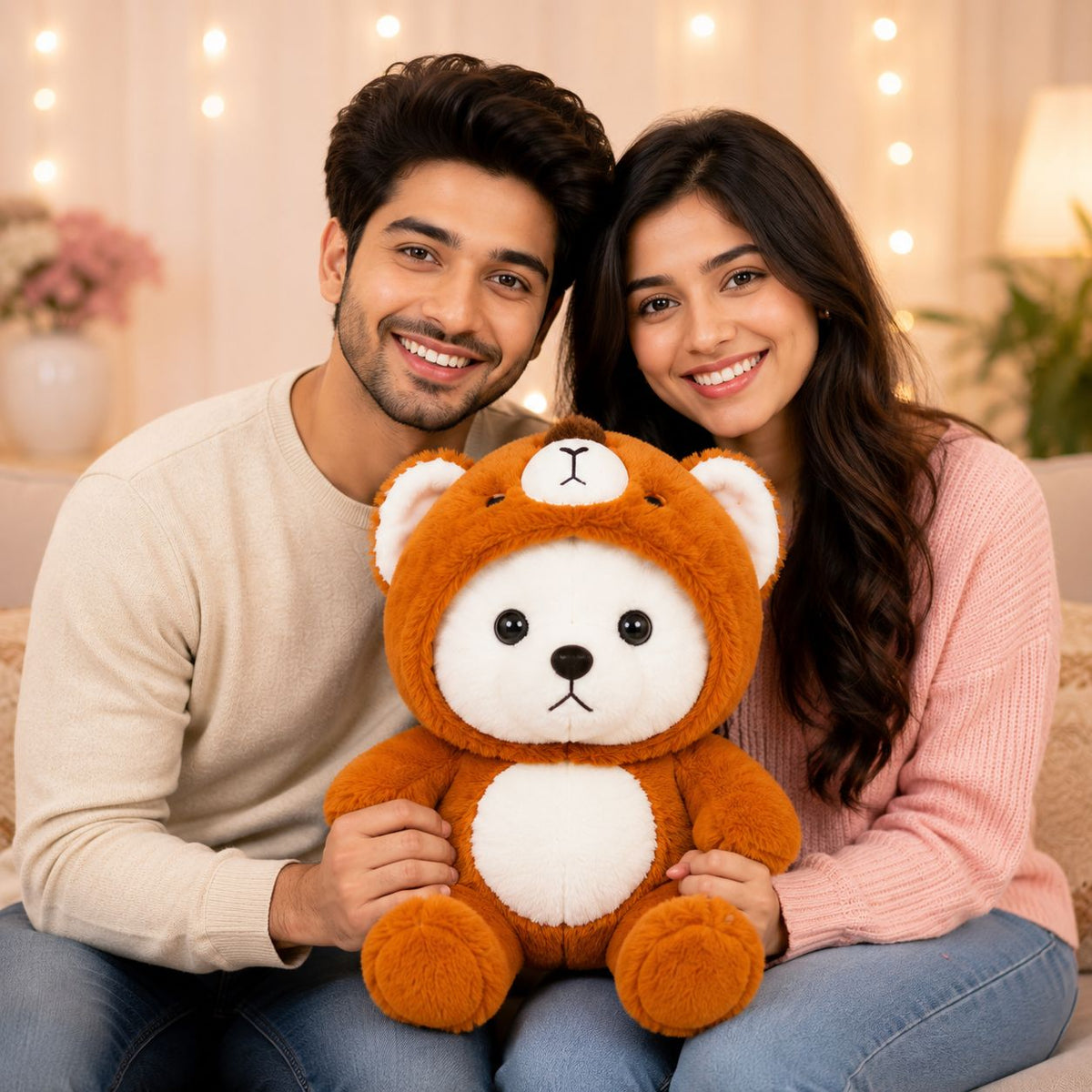 HonneyHearts Orange Bear Hoodie Plush Toy