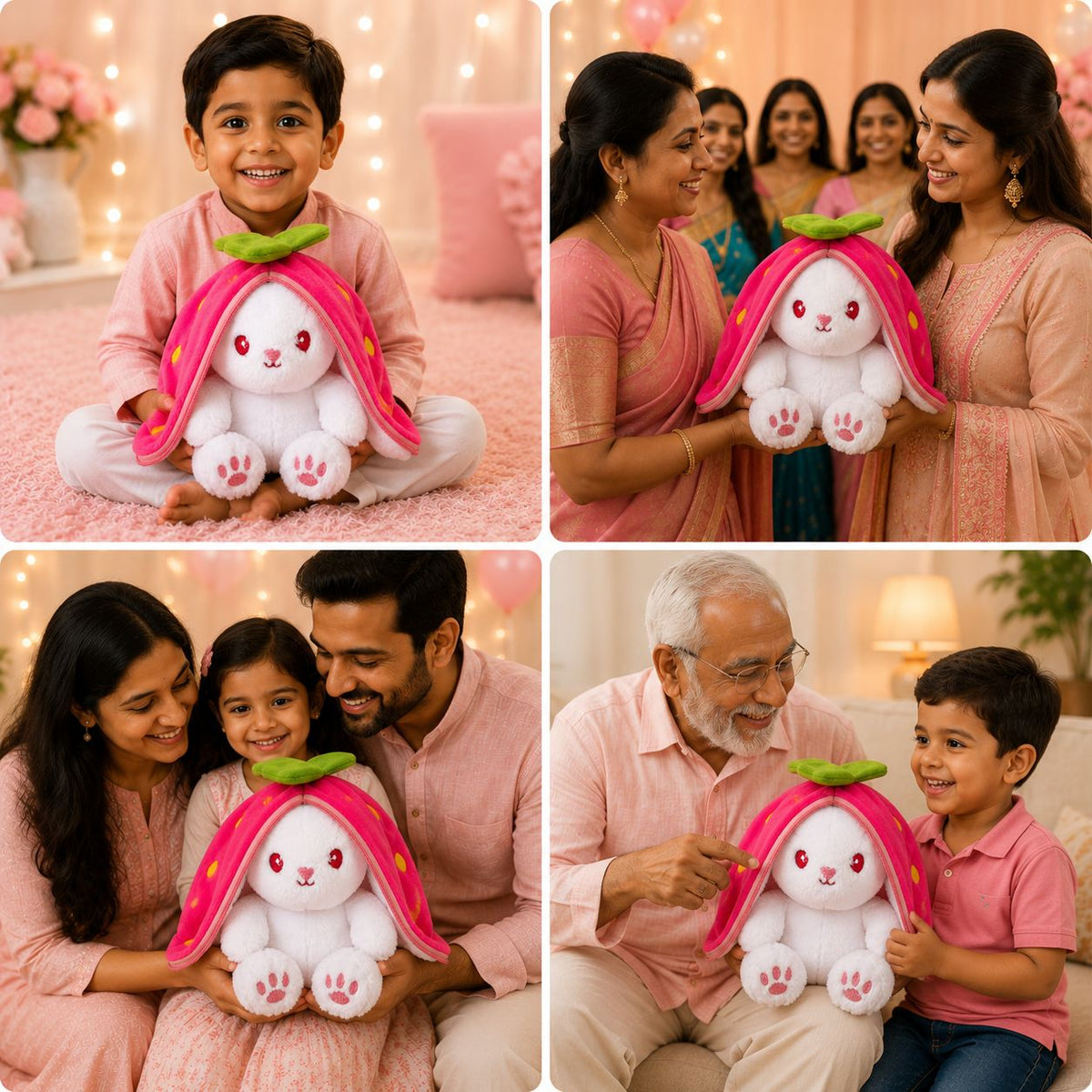HoneyHearts Strawberry Bunny Plush Toy
